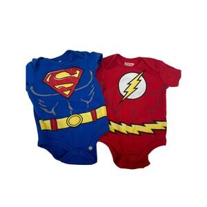 Justice League Set of 2 Superman The Flash One Piece Baby Boys Size 0-3 Months